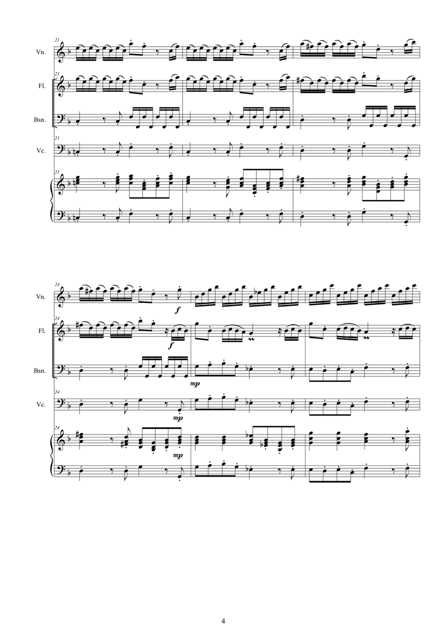 Vivaldi - Concerto in D minor RV 96 for Violin, Flute, Bassoon, Cello and Cembalo Small Ensemble scores gallery preview page 4