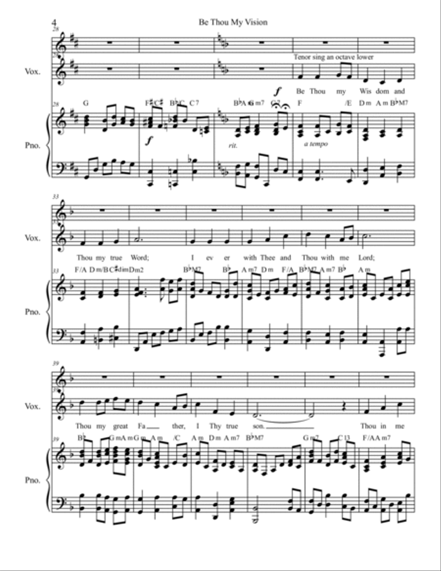 Be Thou My Vision (SLANE) Vocal Duet (Alto Tenor) Piano, Vocal, Guitar scores gallery preview page 4