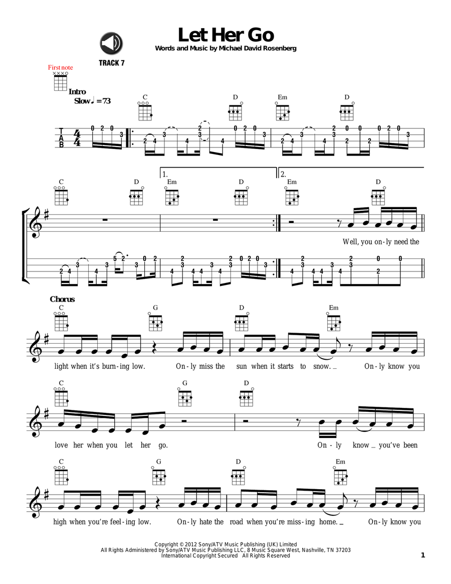 Let Her Go Let Her Go Ukulele scores gallery preview page 1