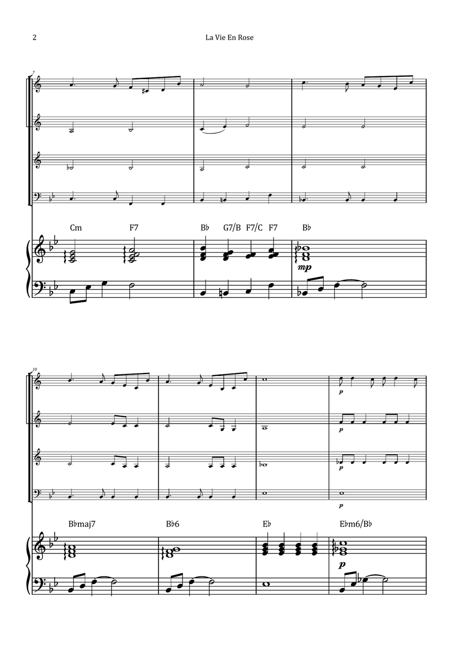 La Vie En Rose by Edith Piaf Brass Quartet - Digital Sheet Music page 2