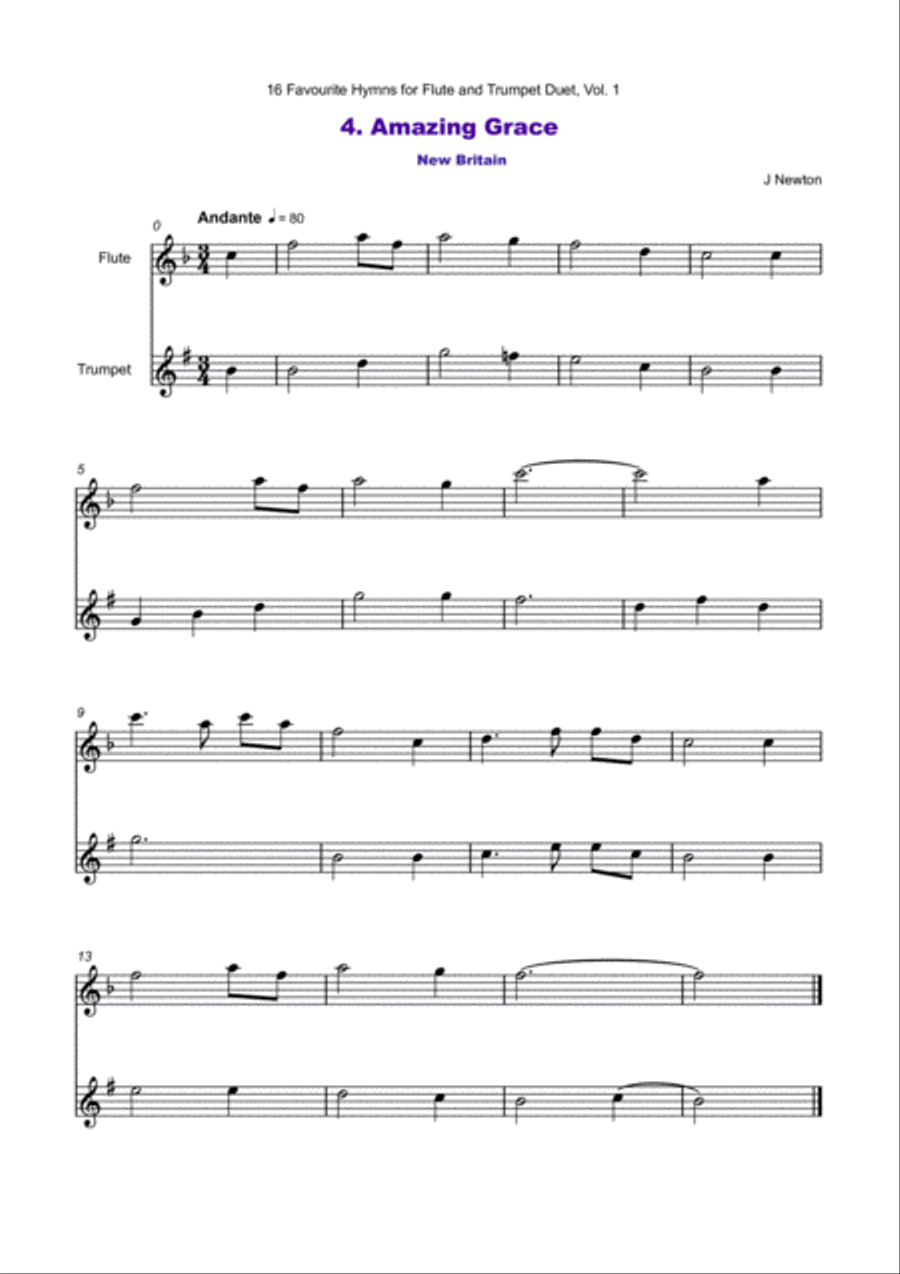 16 Favourite Hymns Vol.1 for Flute and Trumpet Duet Flute scores gallery preview page 5