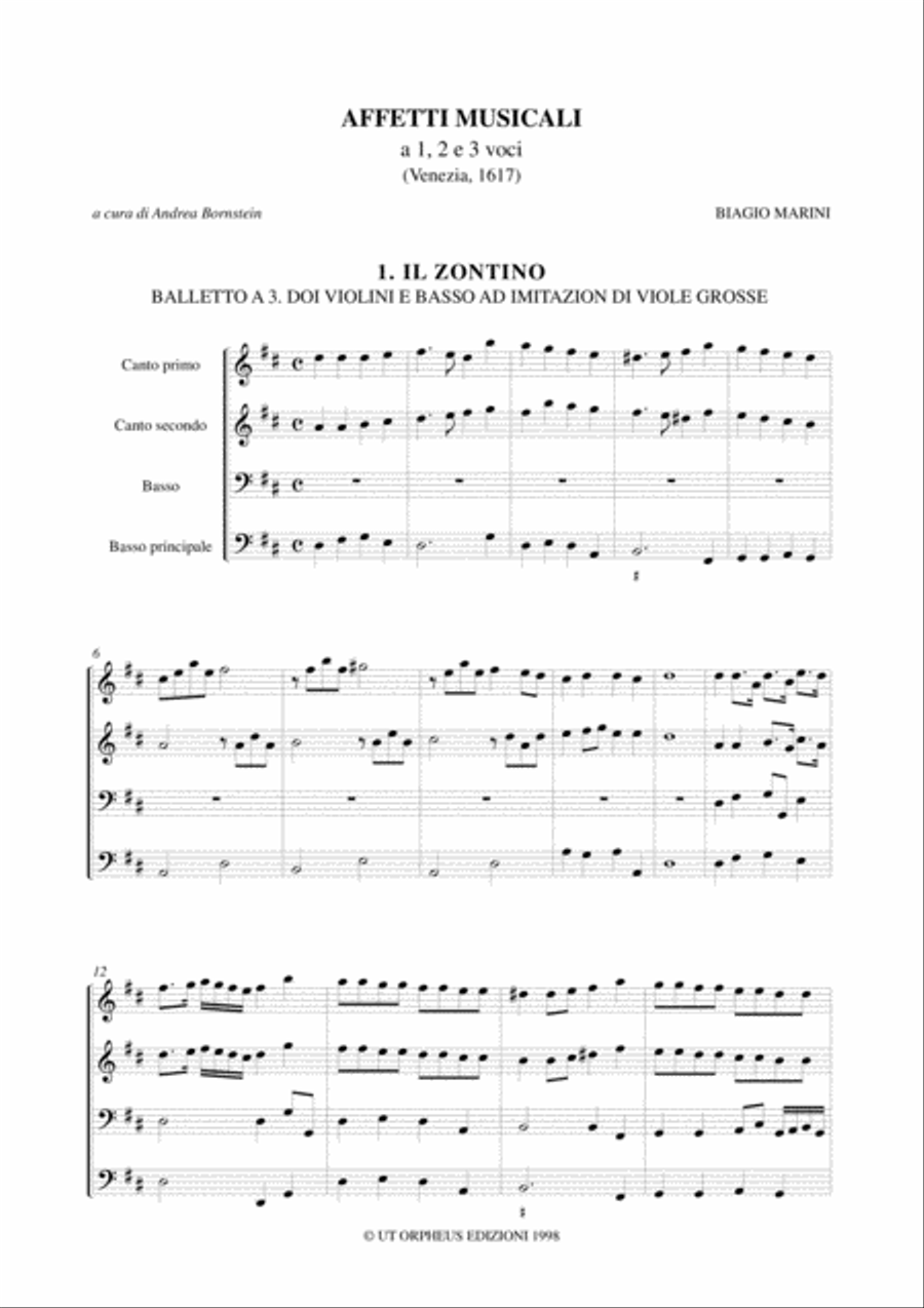 Affetti musicali a 1, 2 e 3 voci (Venezia 1617) Score scores gallery preview page 2