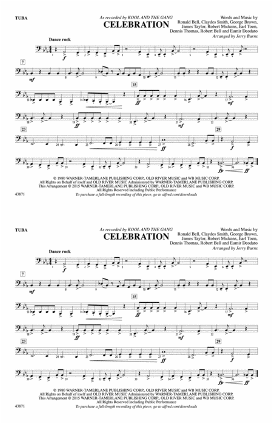Celebration: Tuba Celebration: Tuba Marching Band scores gallery preview page 1