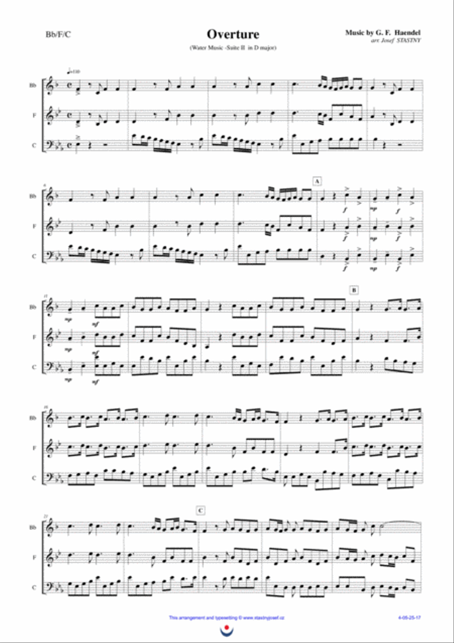Overture (Water Music) Brass Ensemble scores gallery preview page 1