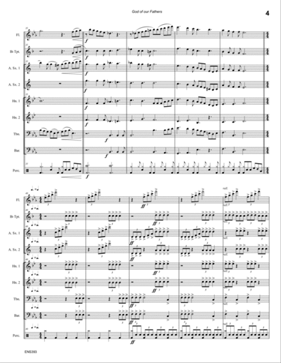 GOD OF OUR FATHERS - Mixed Ensemble or Small Band Concert Band scores gallery preview page 4