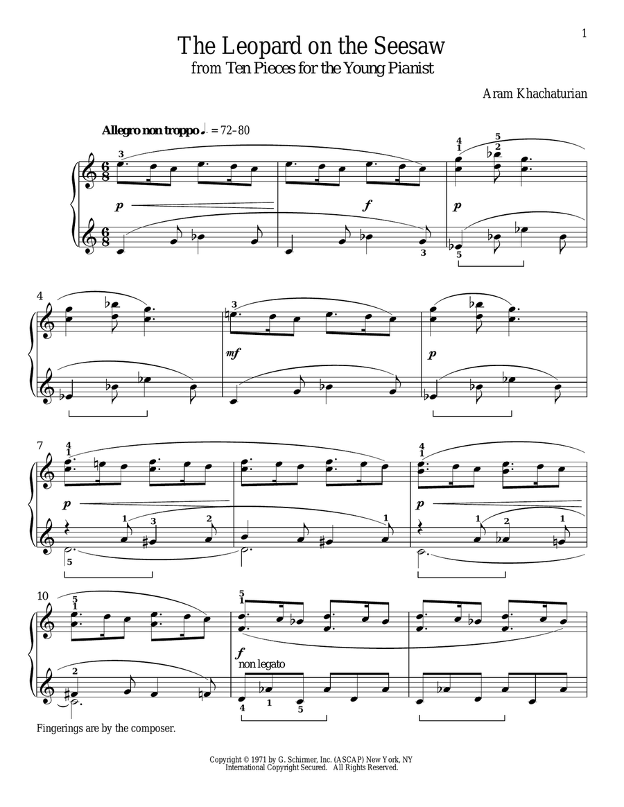 The Leopard On The Seesaw Piano Solo scores gallery preview page 1