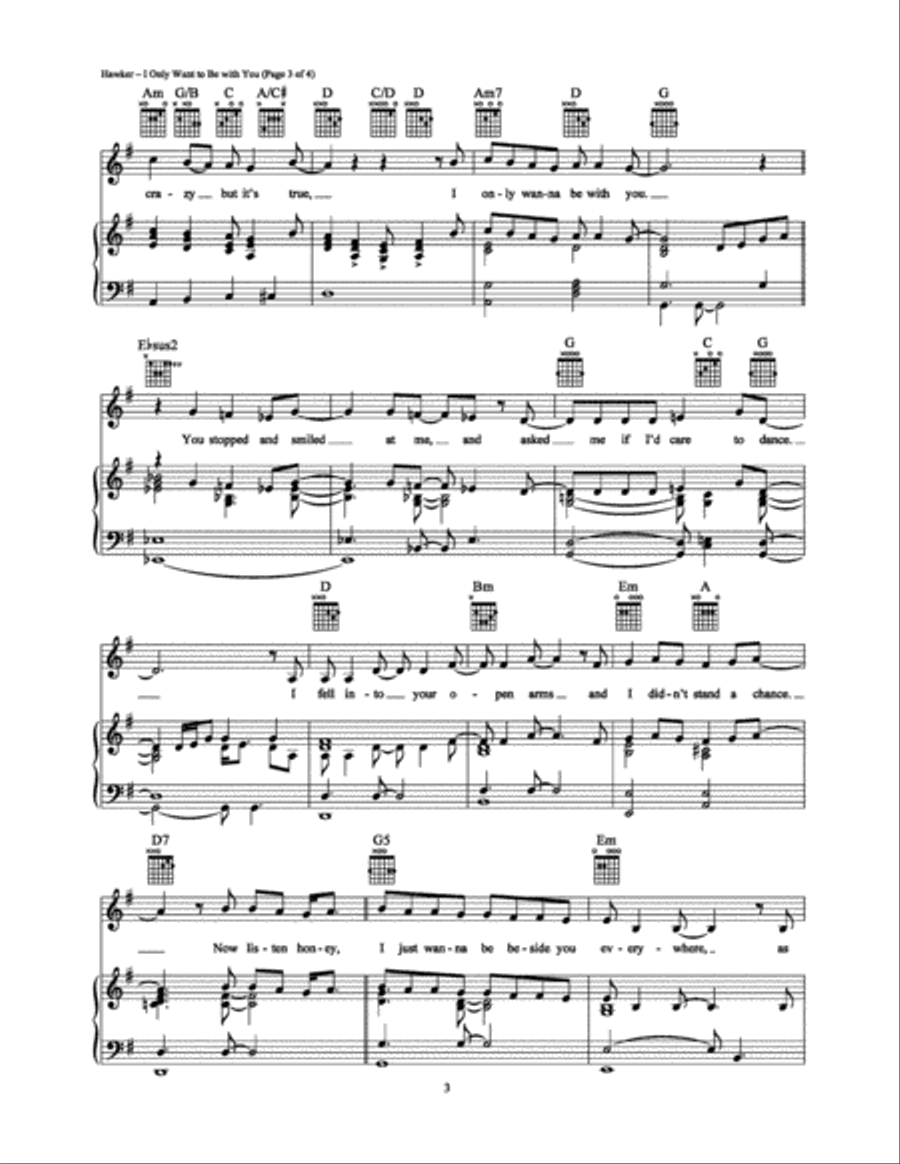 I Only Want to Be with You Piano, Vocal, Guitar scores gallery preview page 3