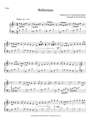 Wellerman - Sea Shanty - solo harp D minor (1 Bb lever) no changes