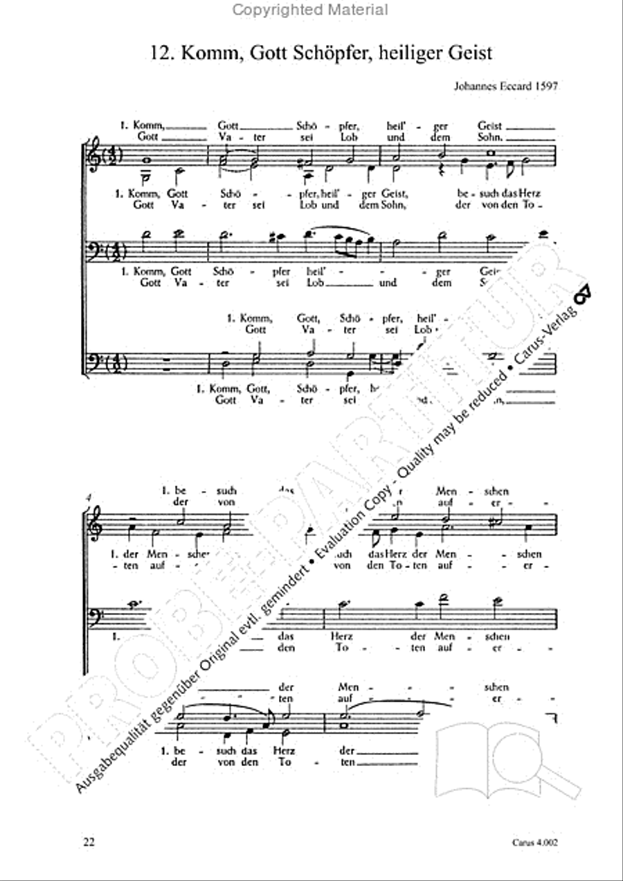 Eccard: 29 Choralbearbeitungen Collection / Songbook scores gallery preview page 23