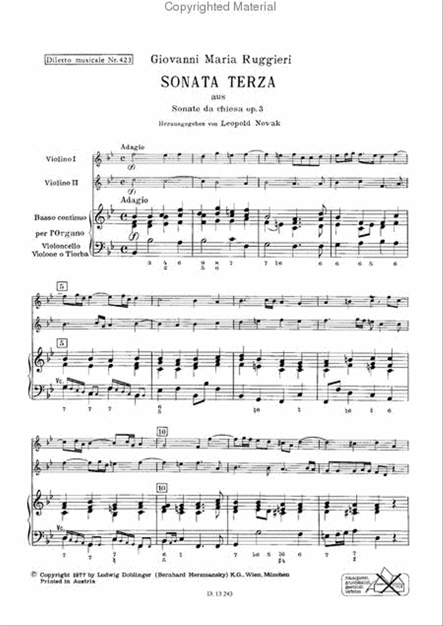 Sonata terza B-Dur op. 3 / 3 Violin scores gallery preview page 2