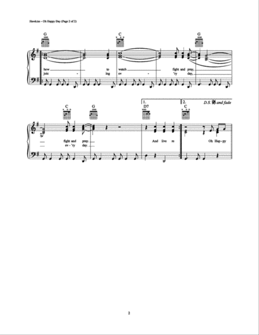 Oh Happy Day Piano, Vocal, Guitar scores gallery preview page 2