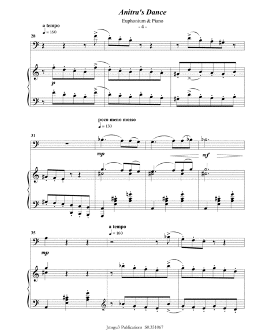 Grieg: Anitra's Dance from Peer Gynt Suite for Euphonium & Piano Euphonium scores gallery preview page 5