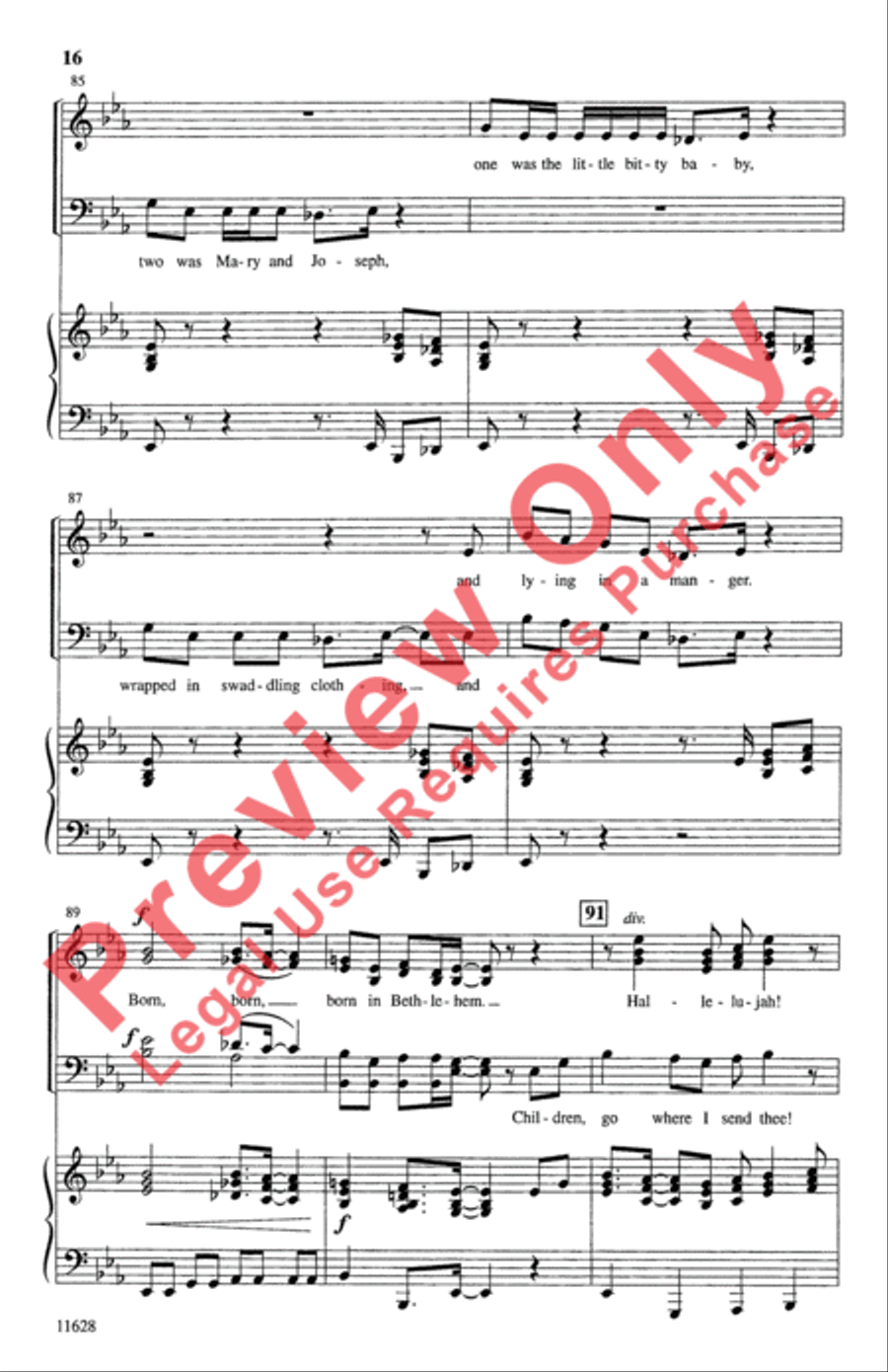 Children, Go Where I Send Thee 4-Part scores gallery preview page 16