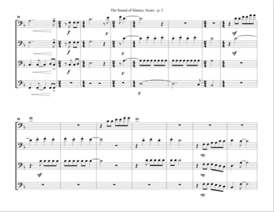 The Sound Of Silence for trombone quartet or choir Choir scores gallery preview page 4
