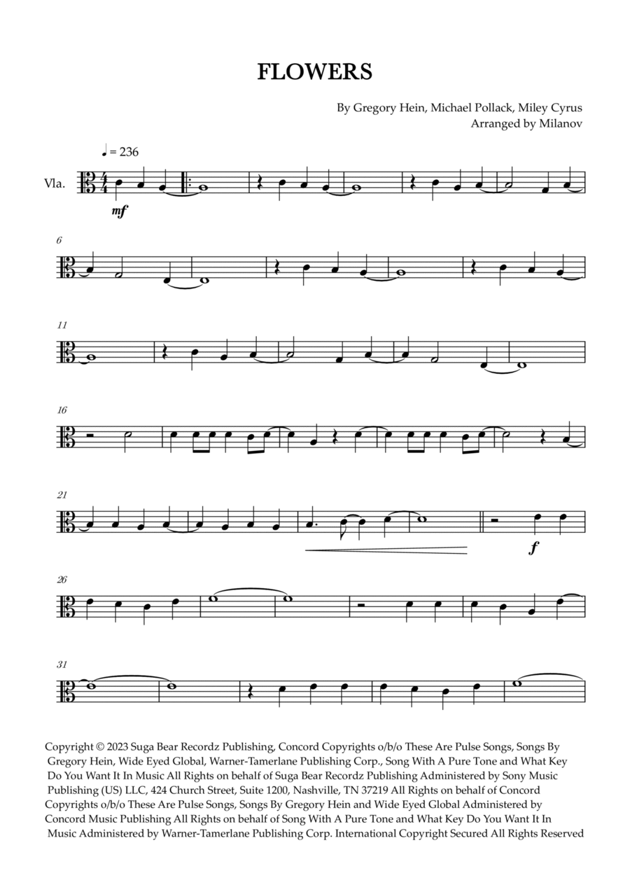 Flowers Viola Solo scores gallery preview page 1