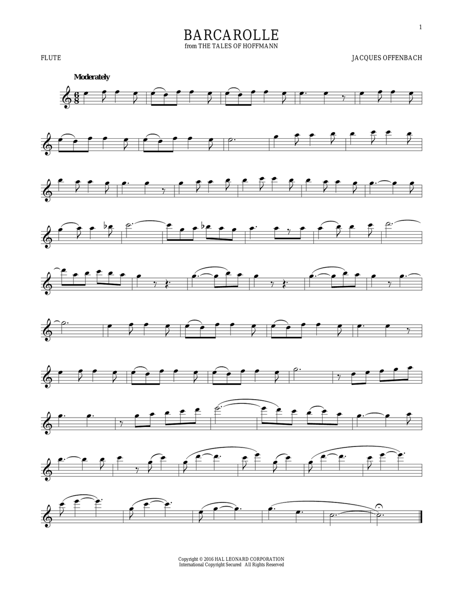 Barcarolle Flute Solo scores gallery preview page 1