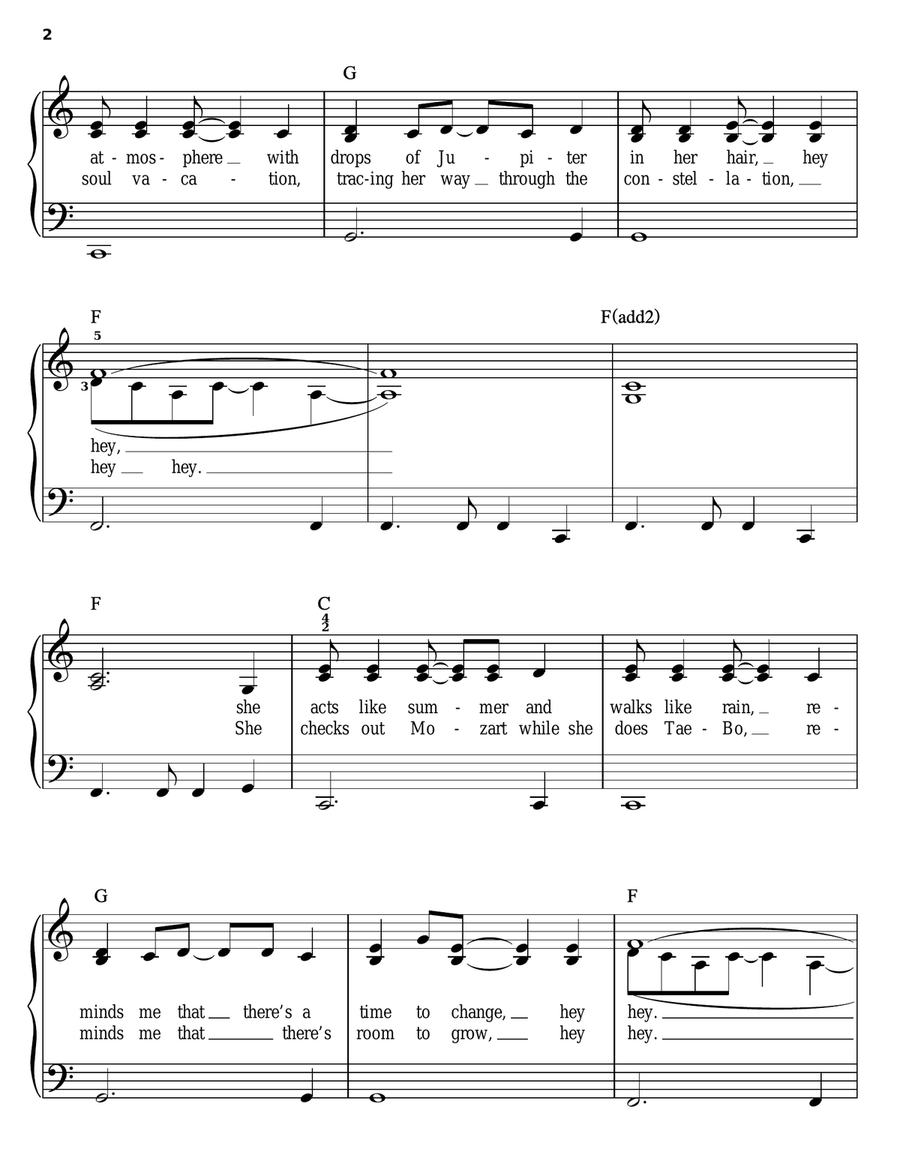 Drops Of Jupiter (Tell Me) Easy Piano scores gallery preview page 2
