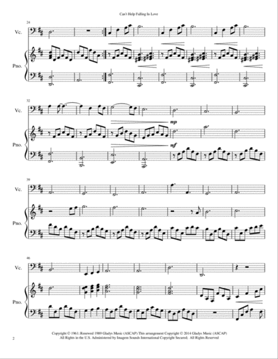 Can't Help Falling In Love Piano scores gallery preview page 2