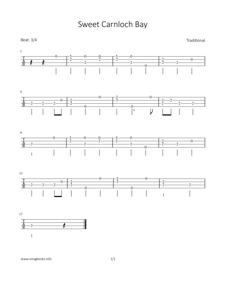 Sweet Carnloch Bay Ukulele scores gallery preview page 1