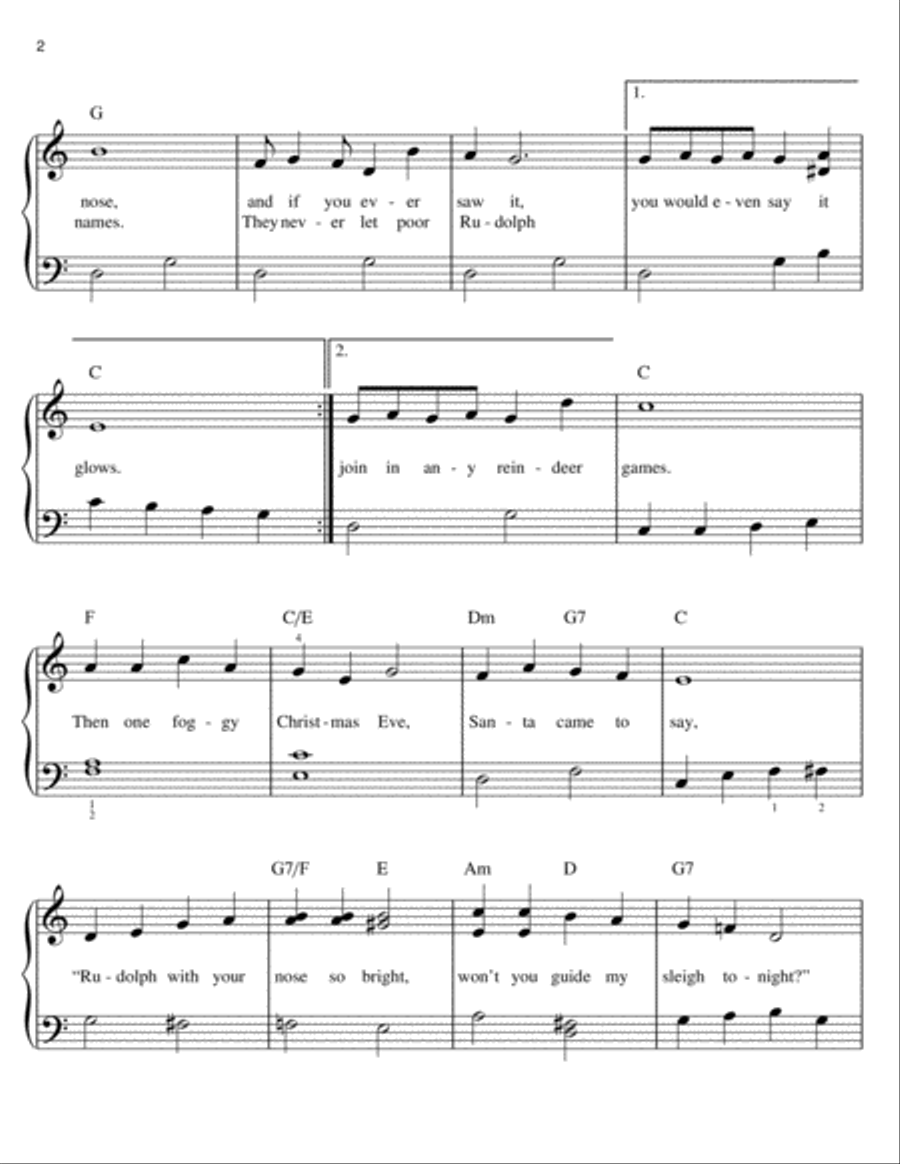 Rudolph The Red-Nosed Reindeer Easy Piano scores gallery preview page 2