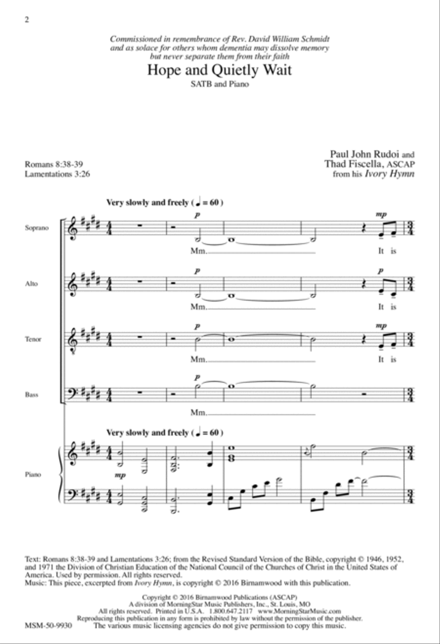Hope and Quietly Wait Hope and Quietly Wait 4-Part scores gallery preview page 2
