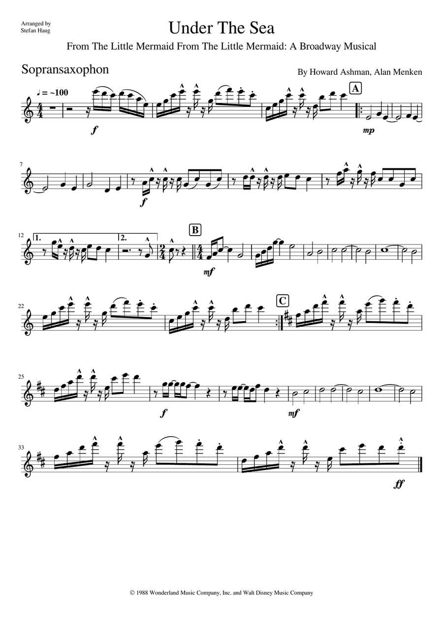 Under The Sea Saxophone Quartet scores gallery preview page 3
