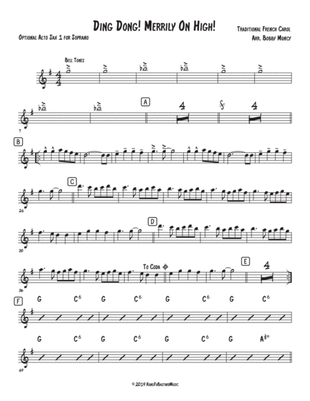 Ding Dong! Merrily on High! Sax Quartet SATB or AATB image number null