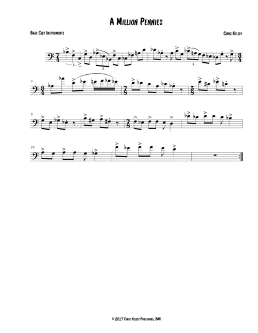 A Million Pennies (Bass Clef) Small Ensemble scores gallery preview page 1