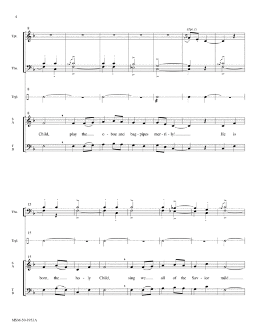He Is Born (Downloadable Brass & Percussion Score) 4-Part scores gallery preview page 2