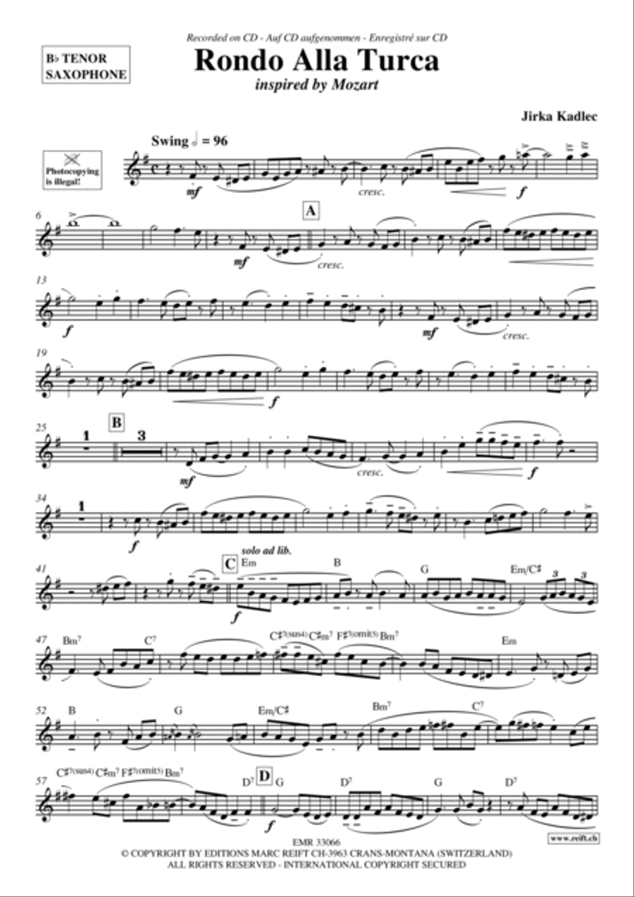 Rondo Alla Turca Tenor Saxophone scores gallery preview page 2