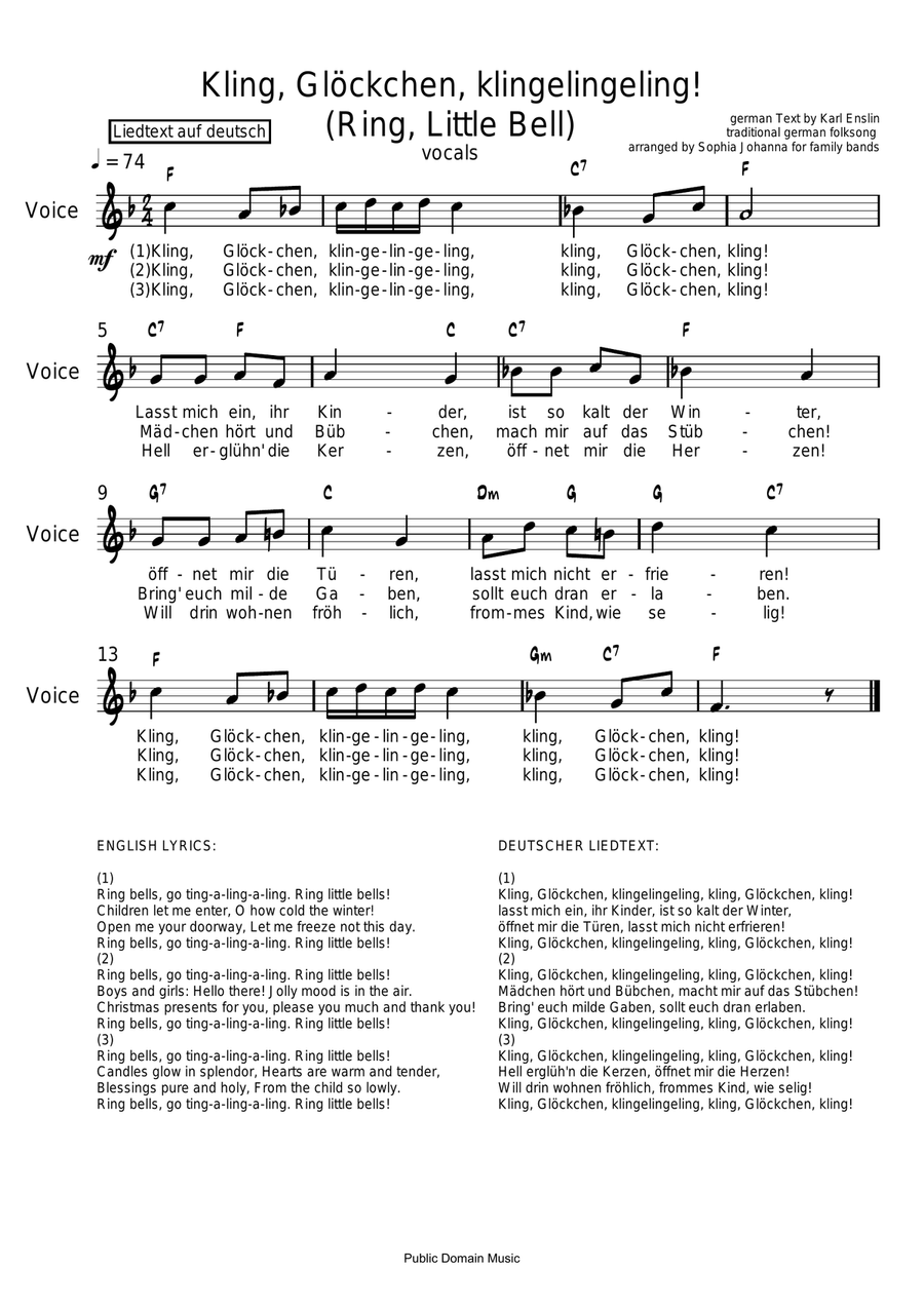 Kling, Glöckchen, kling! - family band Piano, Vocal scores gallery preview page 5