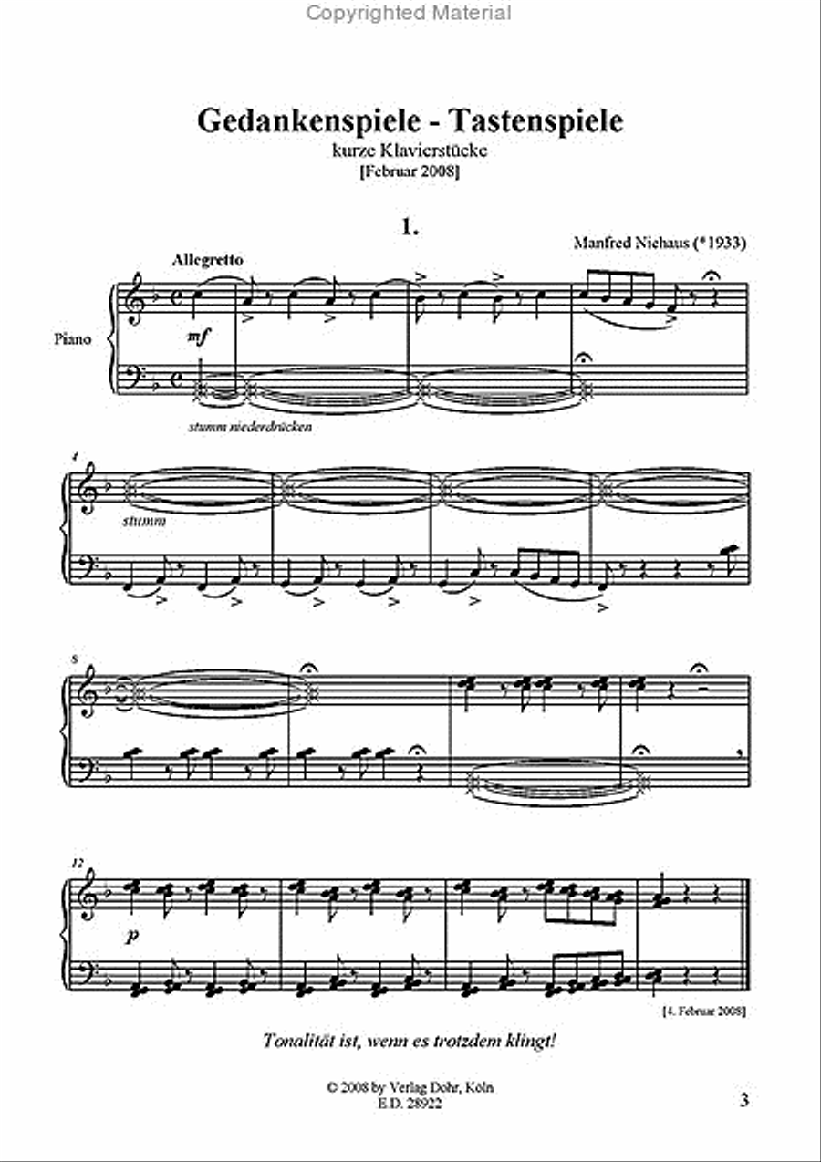 Gedankenspiele - Tastenspiele (2008) -kurze Klavierstücke- Piano Solo scores gallery preview page 2
