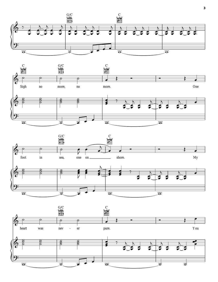 Sigh No More Piano, Vocal, Guitar scores gallery preview page 3