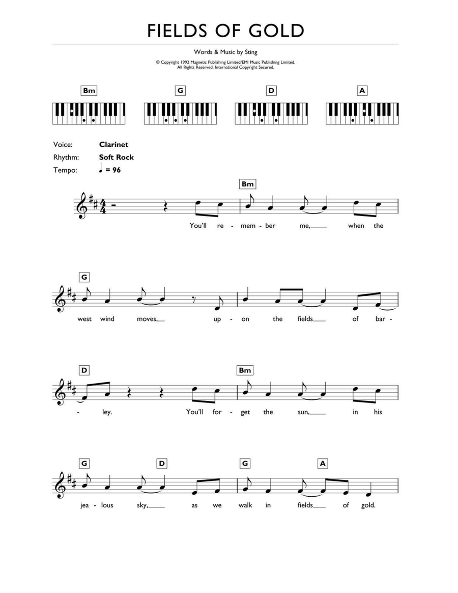 Fields Of Gold Piano scores gallery preview page 1