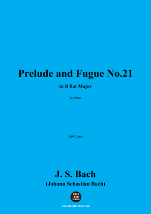 Book cover for J. S. Bach-Prelude and Fugue No.21,BWV 866,for Piano
