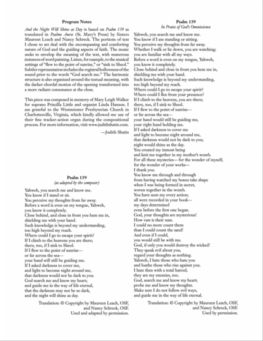 And the Night Will Shine as Day Soprano Voice scores gallery preview page 2