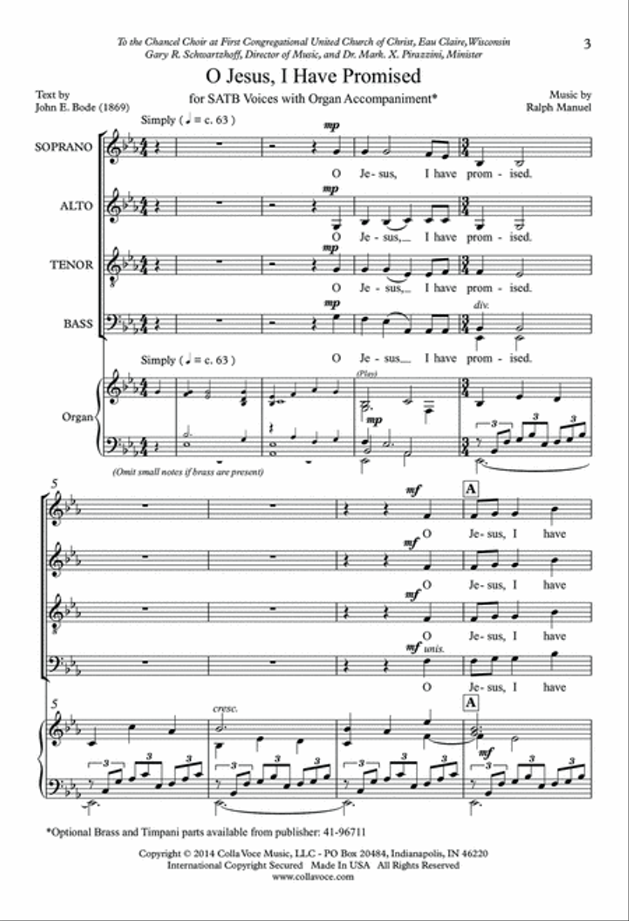 O Jesus, I Have Promised O Jesus, I Have Promised 4-Part scores gallery preview page 2
