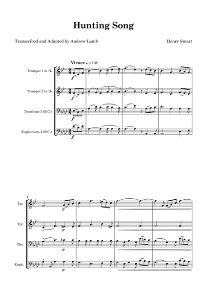 Henry Smart | Hunting Song (arr. for Brass Quartet) image number null