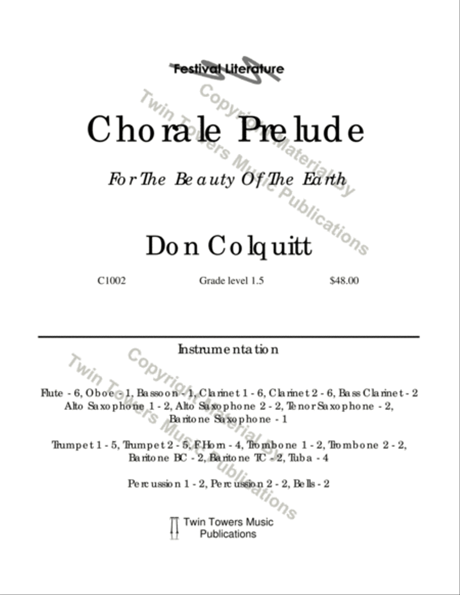 Chorale Prelude: For The Beauty of the Earth Concert Band scores gallery preview page 2
