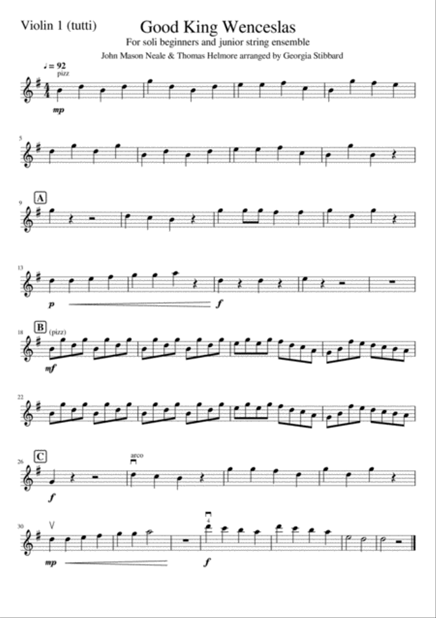 Good King Wenceslas - for Beginners and Junior String Ensemble Cello scores gallery preview page 6