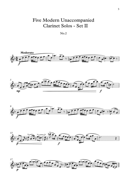 Five Modern Unaccompanied Clarinet solos - Set II image number null