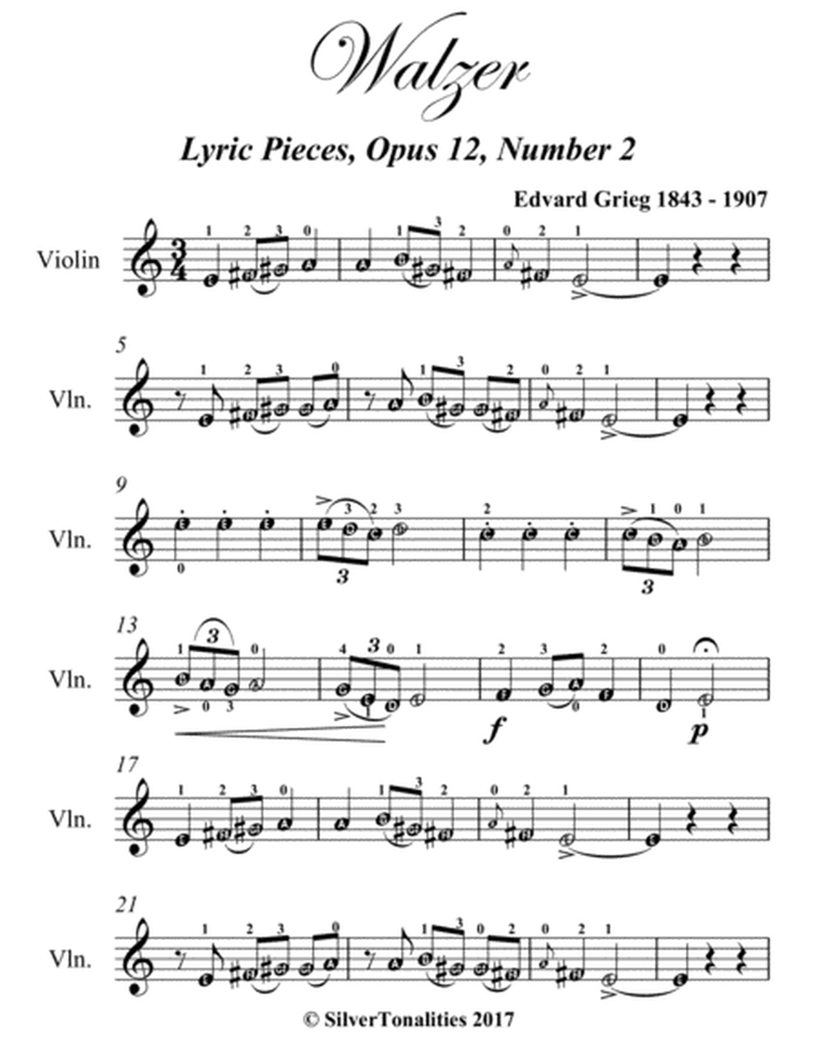 Walzer Lyric Pieces Opus 12 Number 2 Easy Violin Sheet Music