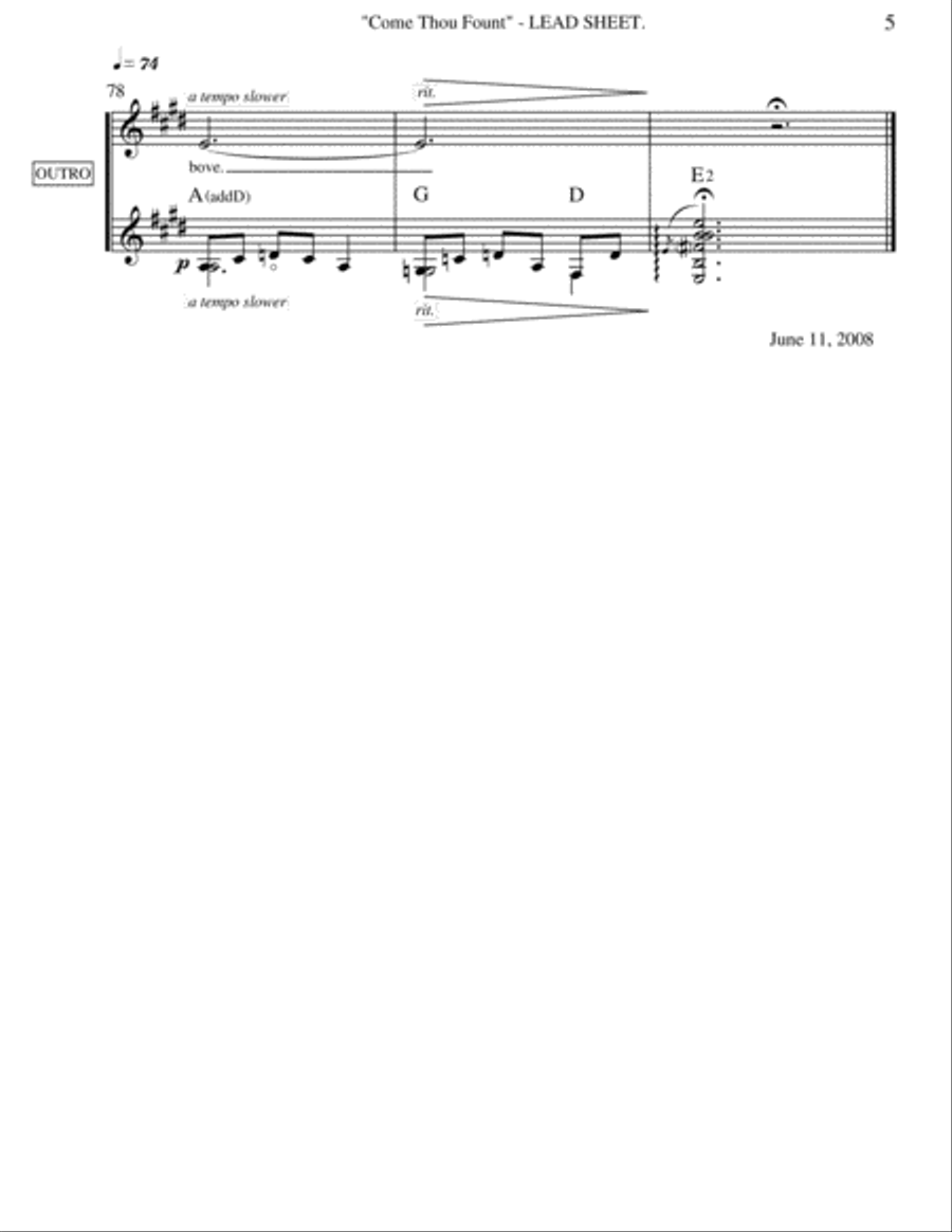 Come Thou Fount (Lead Sheet) Voice Solo scores gallery preview page 5