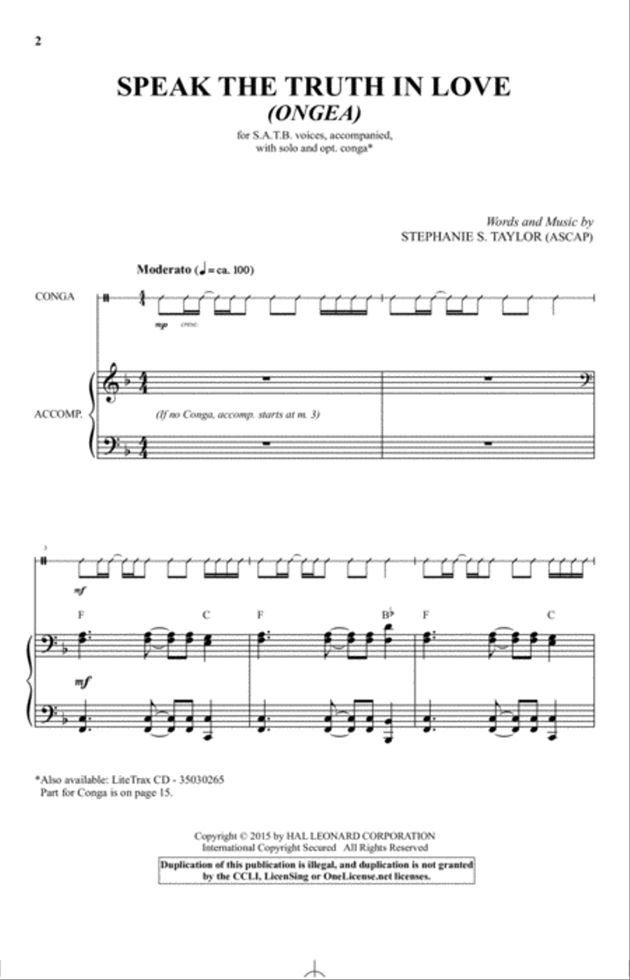 Speak The Truth In Love (Ongea) Choir scores gallery preview page 1