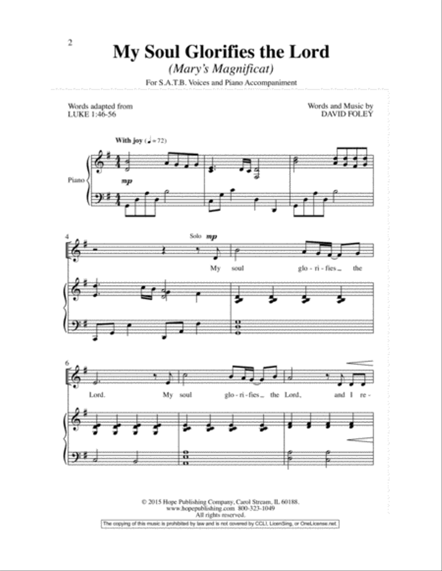 My Soul Glorifies the Lord (Mary's Magnificat) 4-Part scores gallery preview page 2
