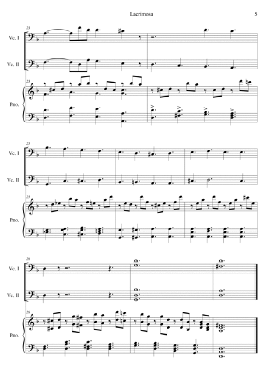 Mozart: Requiem K.626 6.Lacrimosa Piano Trio scores gallery preview page 5