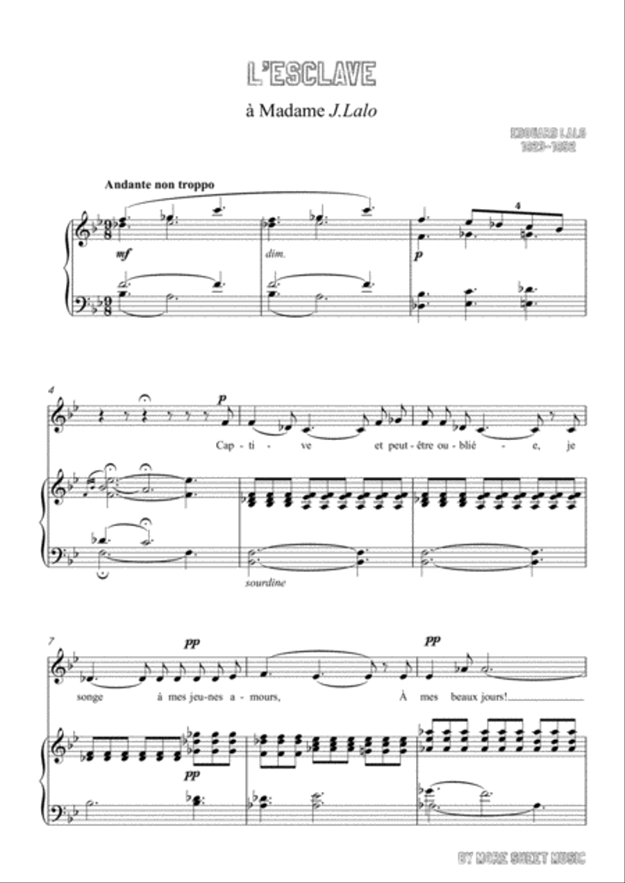 Lalo-L'esclave in B flat Major,for Voice and Piano Voice Solo scores gallery preview page 3