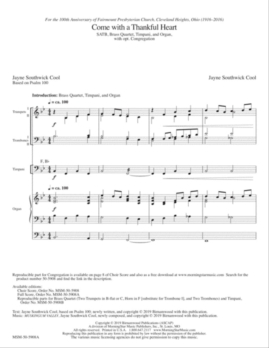 Come with a Thankful Heart (Downloadable Full Score)