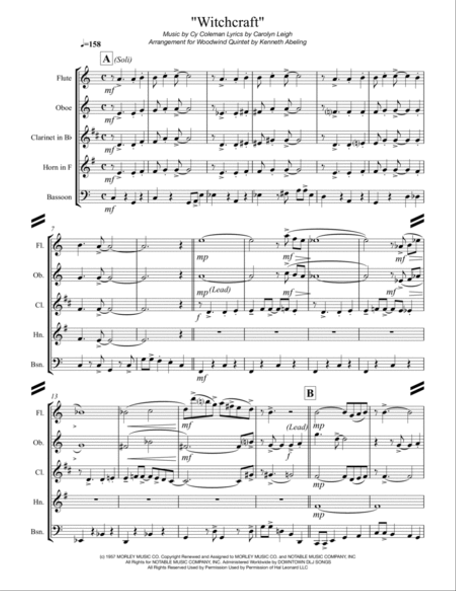 Witchcraft Woodwind Quintet scores gallery preview page 2