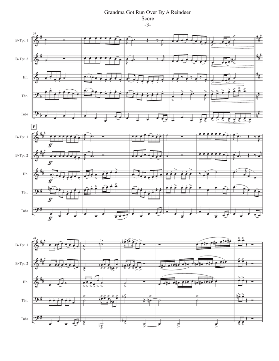 Grandma Got Run Over By A Reindeer Brass Ensemble scores gallery preview page 4